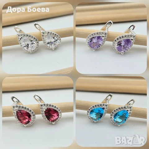 Сребърни обеци: "Дъжд", снимка 6 - Обеци - 52682441