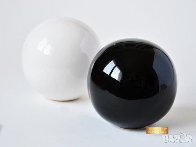 Декоративни керамични сфери / Подарък декорация за дома / Сфери черно и бяло / Ин и Ян, снимка 6 - Декорация за дома - 40512953