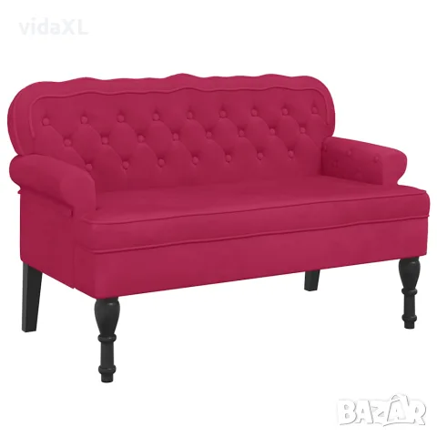 vidaXL Пейка с облегалка, виненочервена, 119,5x64,5x75 см, кадифе