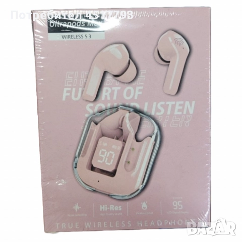 Безжични Bluetooth слушалки с LED дисплей и вграден микрофон, снимка 6 - Безжични слушалки - 52513506