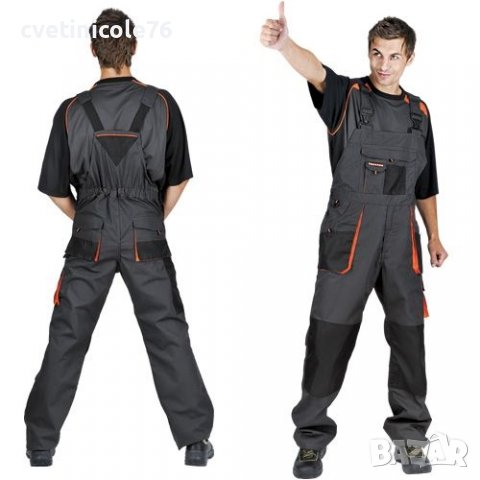 Работен полугащеризон Classic Salopette | Тъмно сиво , снимка 3 - Други - 40033961