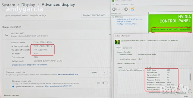 NVidia RTX 3070 8GB/Intel Core i7-11800H/16GB RAM/1TB SSD NVMe/17.3 IPS 240Hz FullHD/MSI Raider 76, снимка 18 - Лаптопи за игри - 53757006