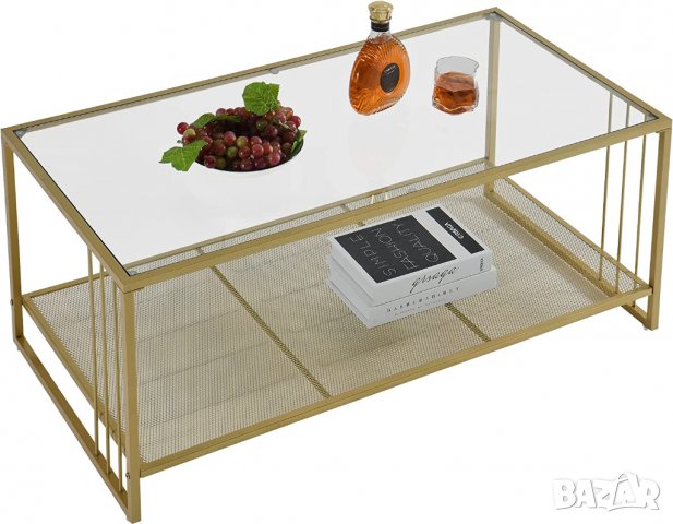 Стъклена холна маса / Масичка за кафе CKFZ-21404-GD, снимка 3 - Маси - 38952003