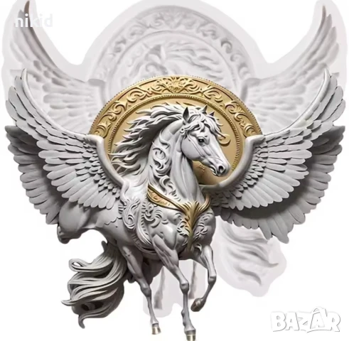 Летящ кон с крила Пегас силиконов молд форма фондан гипс декор украса