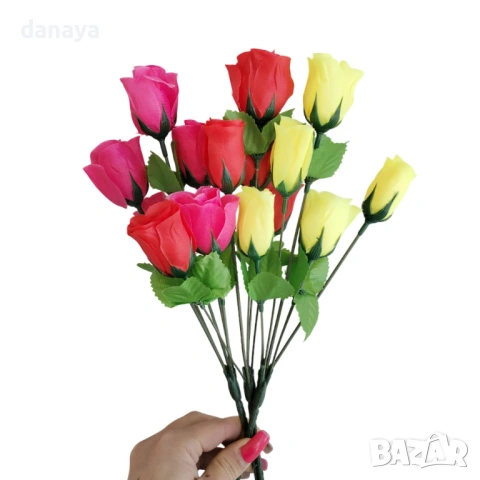 6160 Изкуствени цветя букет рози за декорация, 33 см, снимка 2 - Изкуствени цветя - 53822417