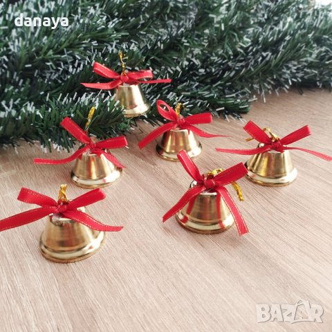 4158 Играчки за елха Коледни камбанки, 6 броя, снимка 4 - Декорация за дома - 42560215