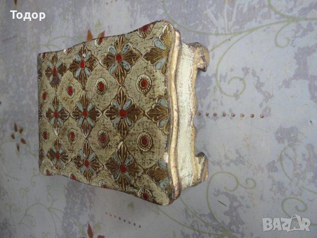 Позлатена рисувана италианска дървена кутия за бижута , снимка 2 - Колекции - 41187797