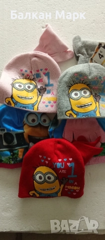 ОРИГИНАЛНИ ЗИМНИ ДЕТСКИ КОМПЛЕКТИ ШАПКА + РЪКАВИЦИ МИНЬОНИ, различни мотиви и цветове 