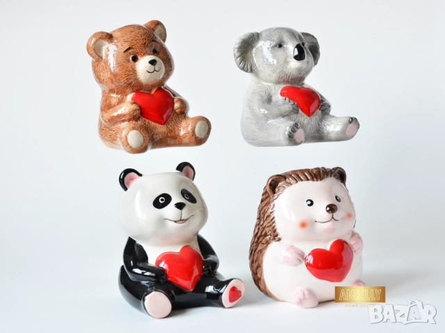 Декоративна Кашпа Мече със Сърце / Керамична Саксия за Цверя и Сукуленти / Подарък за Дете, снимка 13 - Декорация за дома - 52404092