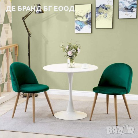 Зелен стол / комплект от два трапезни стола / столове с мека седалка и облегалка МОДЕЛ 93, снимка 4 - Столове - 33774090