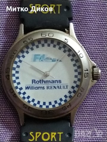 Rothmans Williams Renault F-1 Фармула 1 часовник винтидж 1994 работещ кварц Ета машина, снимка 5 - Водоустойчиви - 44405325