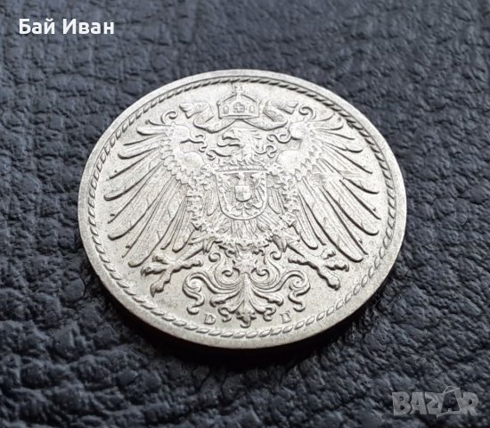 Стара монета 5 пфенига 1908 г. буква  D - Германия- хит цена !, снимка 1 - Нумизматика и бонистика - 39778962