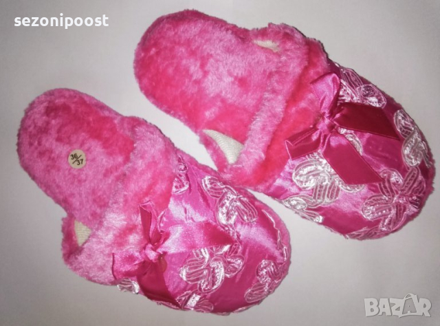 💕ПРОМОЦИЯ-Дамски чисто нови красиви и топли пантофки с пух в ярко розово-номер 36,37 💕💕💕, снимка 3 - Пантофи - 38153156
