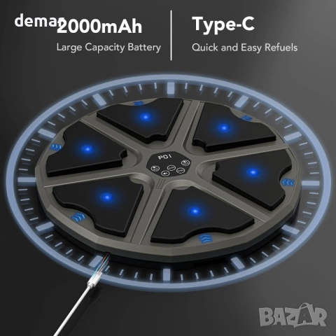 Музикална боксова машина, за стенен монтаж с 9 режима, Bluetooth, LED светлина и ръкавици, снимка 7 - Бокс - 52441753