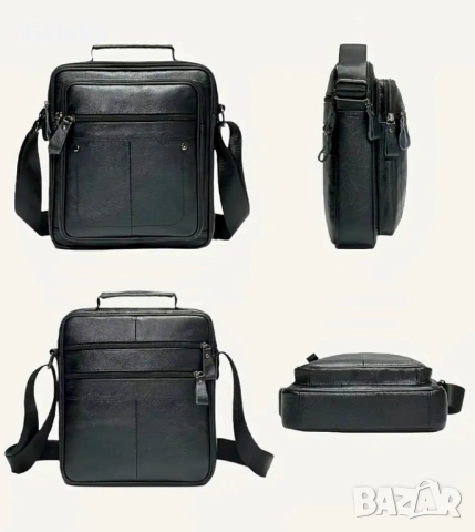 Мъжки елегантни крос’боди чанти с два размера / Черна естествена кожа!, снимка 6 - Чанти - 53101597