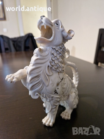 Много стара антикварна японска керамична фигура статуетка куче лъв Фу , снимка 6 - Антикварни и старинни предмети - 52150766