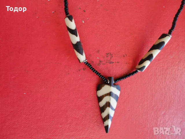 Колие гердан от рог и мъниста , снимка 2 - Колиета, медальони, синджири - 49613993