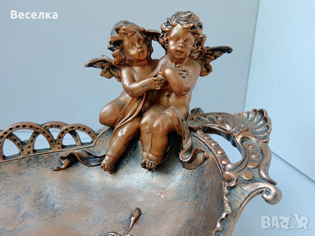 Голяма фруктиера с ангелчета , снимка 2 - Антикварни и старинни предмети - 53762914