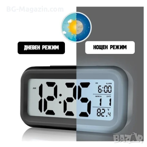 Постоянно светещ дигитален настолен часовник на ток за спалня офис електронен детска стая LED аларма, снимка 2 - Други - 51038332