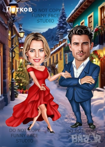 Карикатура по снимка за Коледа! Уникален подарък за любим човек!, снимка 13 - Картини - 52379727