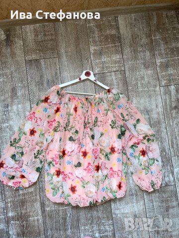 Нов ефирен топ блуза с дълъг ръкав цветя флорален принт ХЛ /2ХЛ , снимка 8 - Блузи с дълъг ръкав и пуловери - 41330456