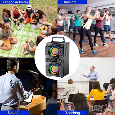 Преносим високоговорител SUPNIU с 60W мощен бас RGB осветление и Bluetooth 5.0, снимка 6 - Bluetooth тонколони - 50978358