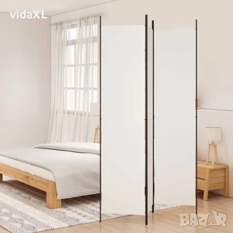 vidaXL Параван за стая, 3 панела, бял, 150x220 см, плат, снимка 2 - Паравани - 56147255