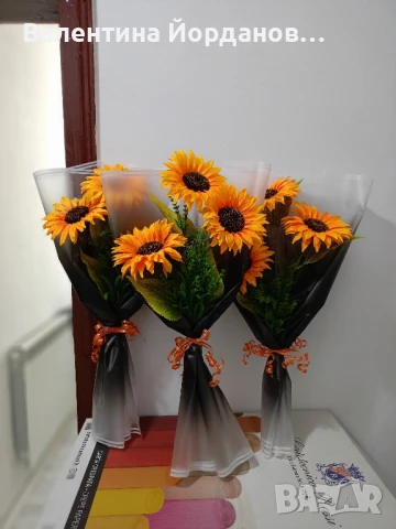 букети с текстилни цветя , снимка 3 - Декорация за дома - 51415518