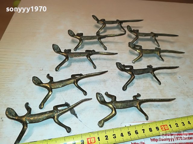 МЕД МЕСИНГ 9бр ФИГУРИ САЛАМАНДЪР ОТ ФРАНЦИЯ М0406230721, снимка 3 - Антикварни и старинни предмети - 40950412