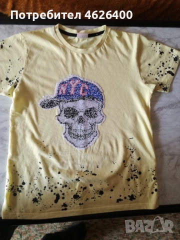 Продавам детска фланелка с къс ръкав,с рисунка с паети-BUSEN 