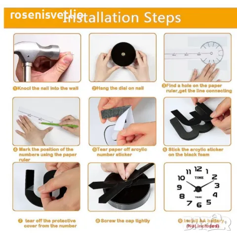 3D светещ стенен часовник,Направи си сам, Декорация за стена, 120см, снимка 2 - Стенни часовници - 49273146