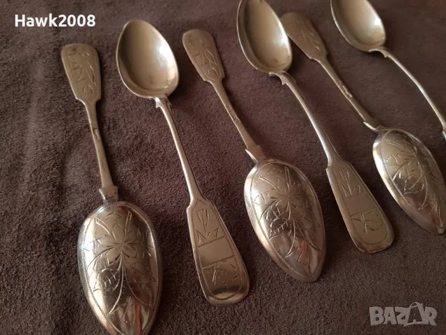 1892 Руска империя Москва сребърни 84 лъжички за кръщене, снимка 2 - Антикварни и старинни предмети - 47608994