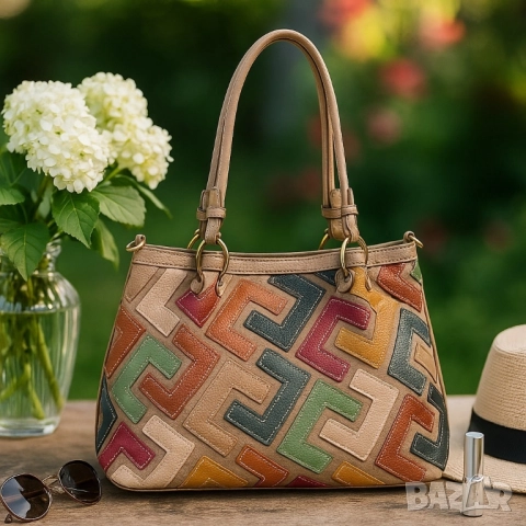 Дамска чанта с многоцветен дизайн – простор, организация и стил в едно, снимка 5 - Чанти - 51884584