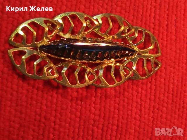 ПОЗЛАТЕНА РЕТРО БРОШКА с ГОЛЯМ КАМЪК ОЛИВИН 70381