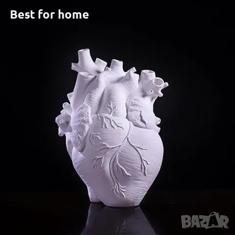 Ваза във формата на бяло сърце ALEFBET, снимка 4 - Вази - 49843113