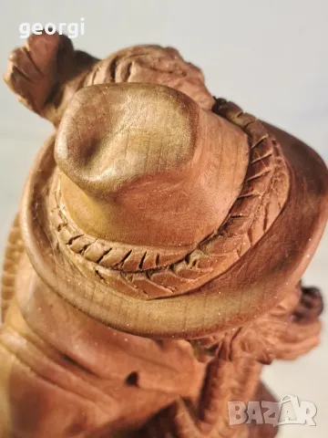 дървена статуетка златотърсач авторска дърворезба 24/5, снимка 6 - Статуетки - 49588392