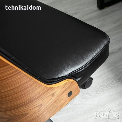Офис стол кожен дървена облегалка Vinsetto внос от Германия със забележки, снимка 3 - Столове - 41393401