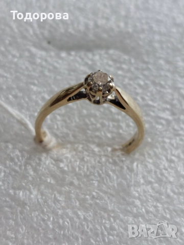 Златен дамски пръстен с брилянт 0.25 карата,злато проба 375, снимка 12 - Пръстени - 52592165