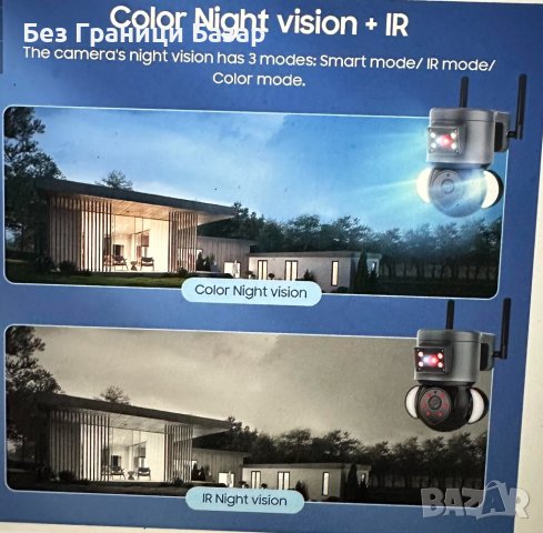 Нова Външна охранителна камера с прожектор, нощно виждане, WiFi за наблюдение дом, снимка 5 - IP камери - 44272238