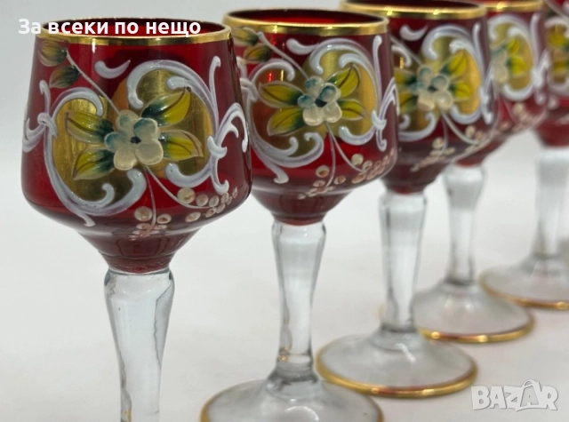 Murano Italy   Circa 1957  Bischoff Cordials Venetian Italian set with  Ruby Red end 18 k Код P1662, снимка 12 - Сервизи - 52932983