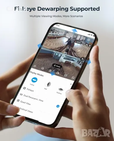 Reolink FE-P 360 панорамна FISHEYE камера с вграден микрофон сирена ,SD карта  , снимка 5 - Камери - 49769274