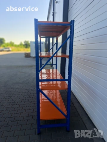 Метален индустриален стелаж 200x200x60, 4 рафта, склад/гараж/мазе, снимка 5 - Стелажи и щандове - 50871932