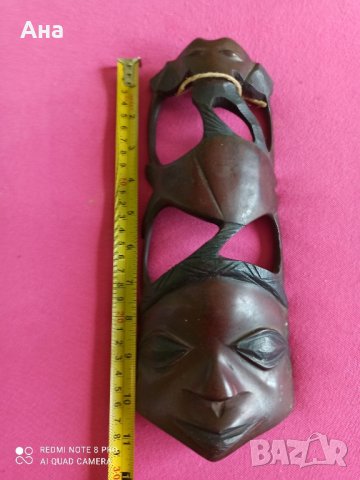 африканска дървена маска , снимка 1 - Статуетки - 41408416
