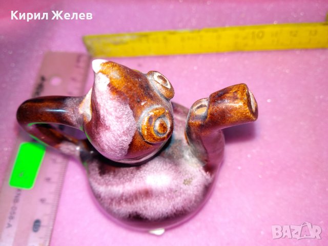 КЕРАМИЧНО БЪРДУЧЕ СВИРКА РЪЧНА МАЙСТОРСКА ИЗРАБОТКА ТРАДИЦИОНЕН ЕТНО СУВЕНИР ГЛЕДЖОСАНА ГЛИНА 42851, снимка 9 - Декорация за дома - 44297403