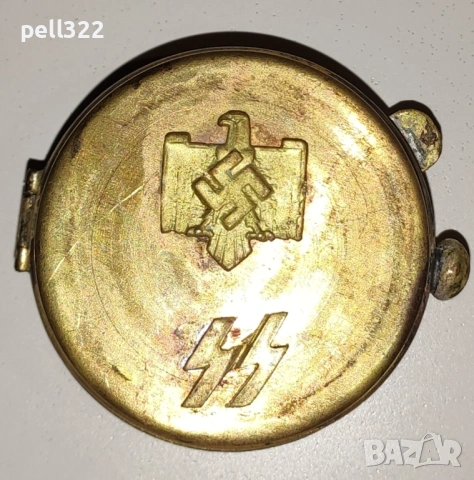 Нацистки кутийки за компас или ръчен часовник, месинг ВСВ, снимка 2 - Антикварни и старинни предмети - 48559610