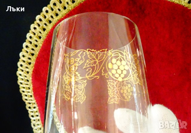 Стъклена чаша,златни лози. , снимка 2 - Чаши - 40951409