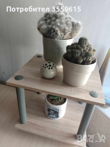 дървена етажерка тип масичка на 2 нива за декорация, снимка 1