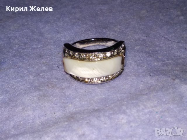 СТИЛЕН КРАСИВ СКЪПОЦЕНЕН АРТ ПРЪСТЕН НИКЕЛИРАНА БЛАГОРОДНА СТОМАНА с ЦИРКОНИ и БЯЛ АХАТ 30796, снимка 15 - Пръстени - 41682673