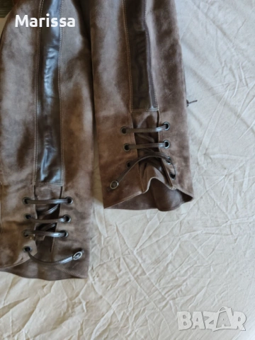 Италиански ботуши над коляното – естествен велур, Vera Cuoio, снимка 9 - Дамски ботуши - 53762972