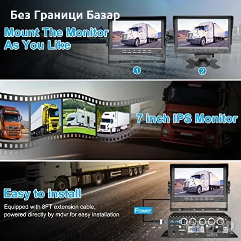 Нов Професионален 4-Канален DVR Система за Камиони, Бусове и Ремаркета, снимка 3 - Друга електроника - 49392901